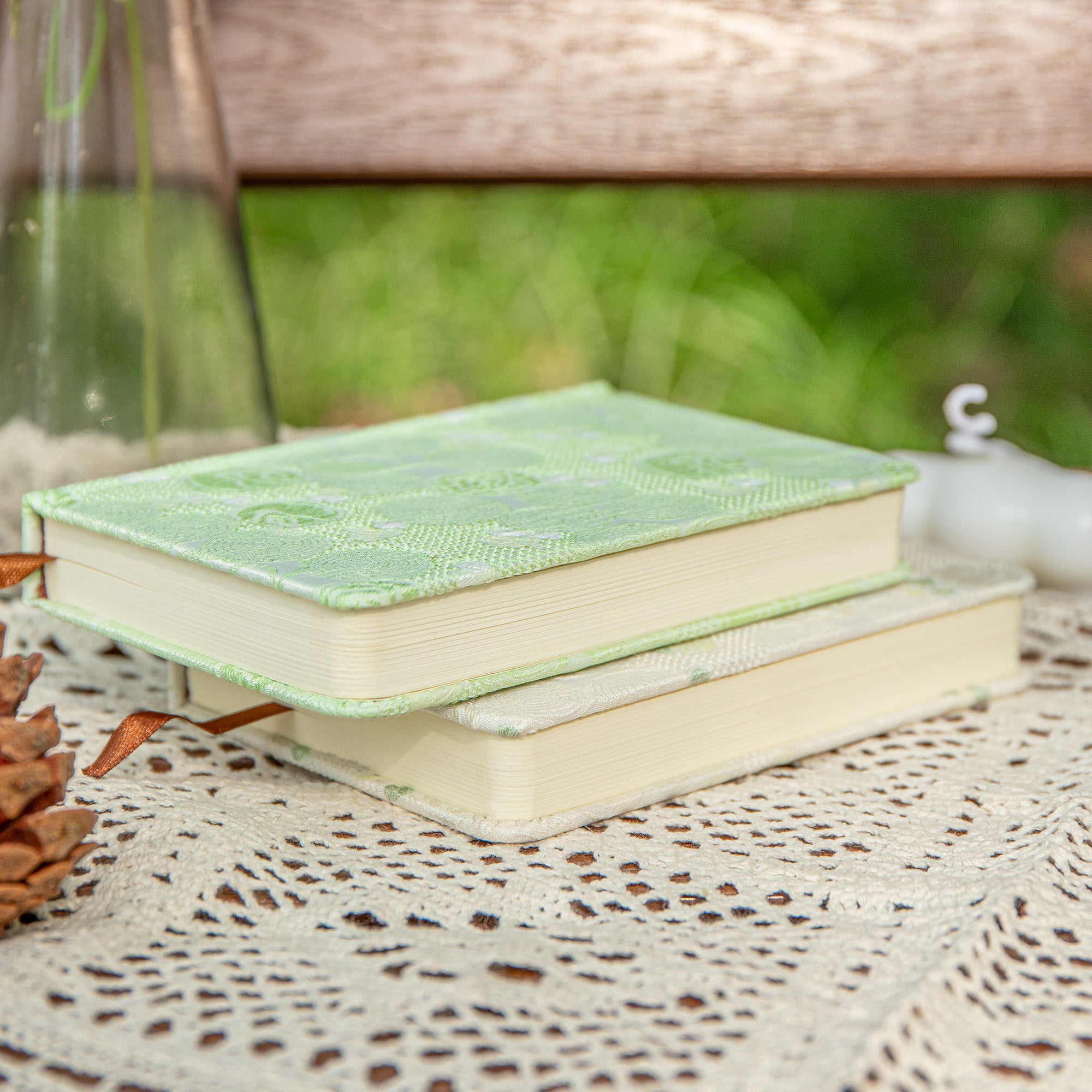 A6 Mint Lace Lined & Blank Notebook