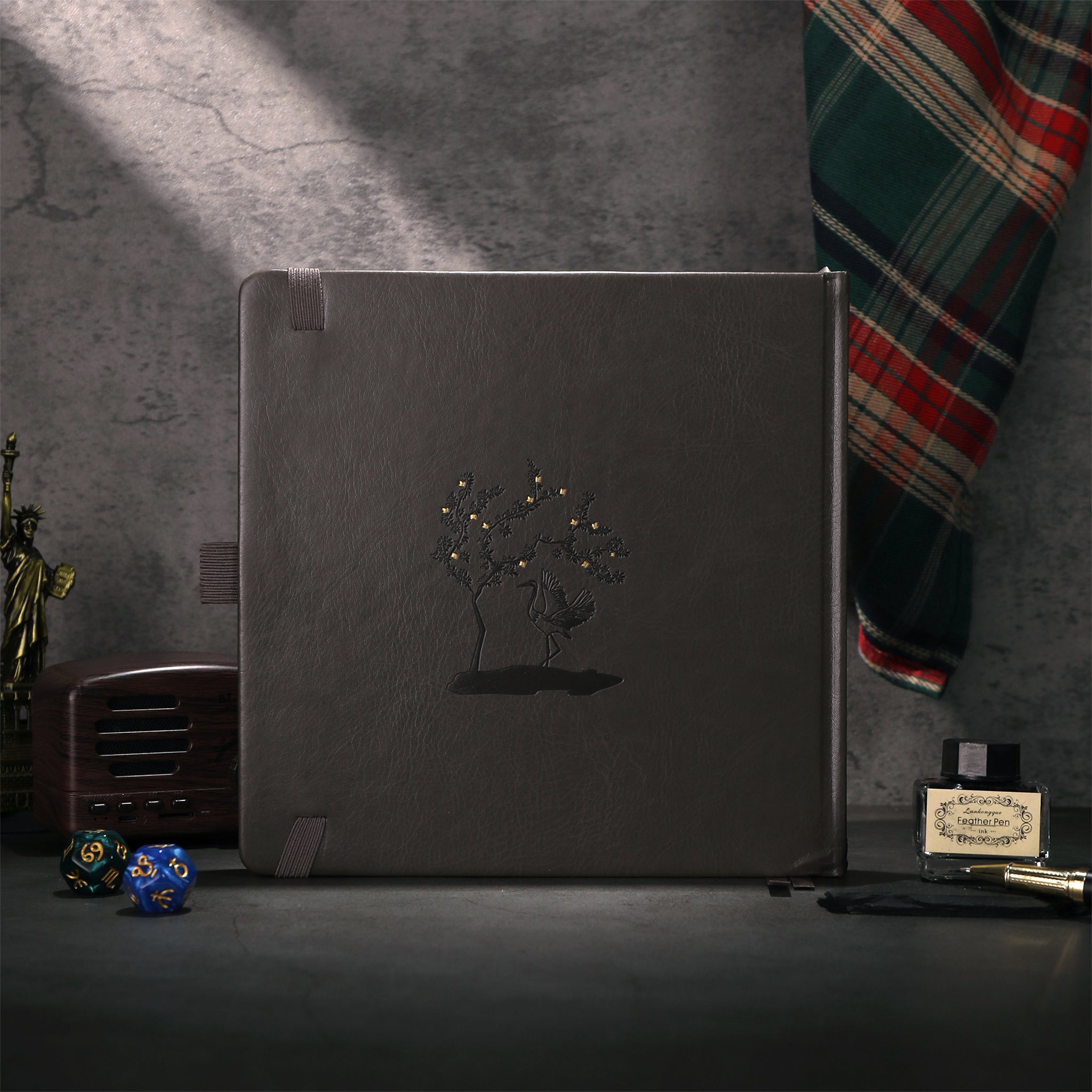 8x8 Square Crane Dot Grid Notebook - Gray