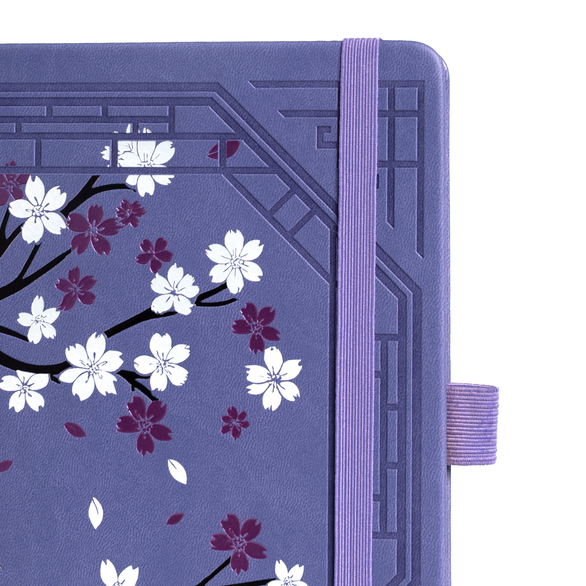 8x8 Square Sakura & Cat Dot Grid Notebook - Deep Purple