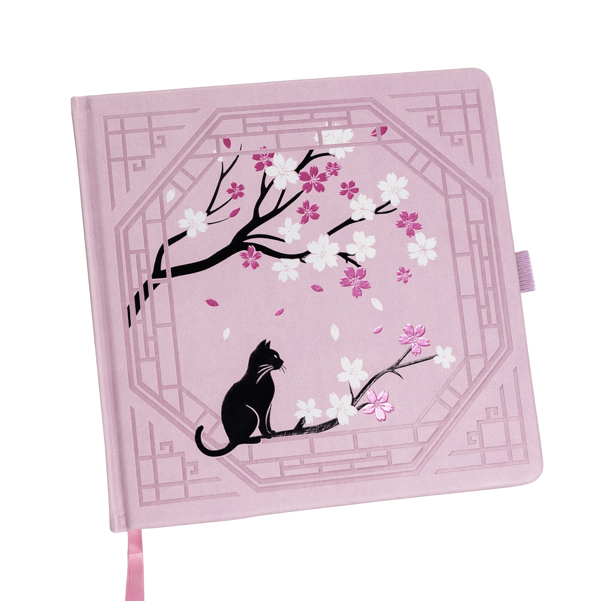 8x8 Square Sakura & Cat Dot Grid Notebook - Pink