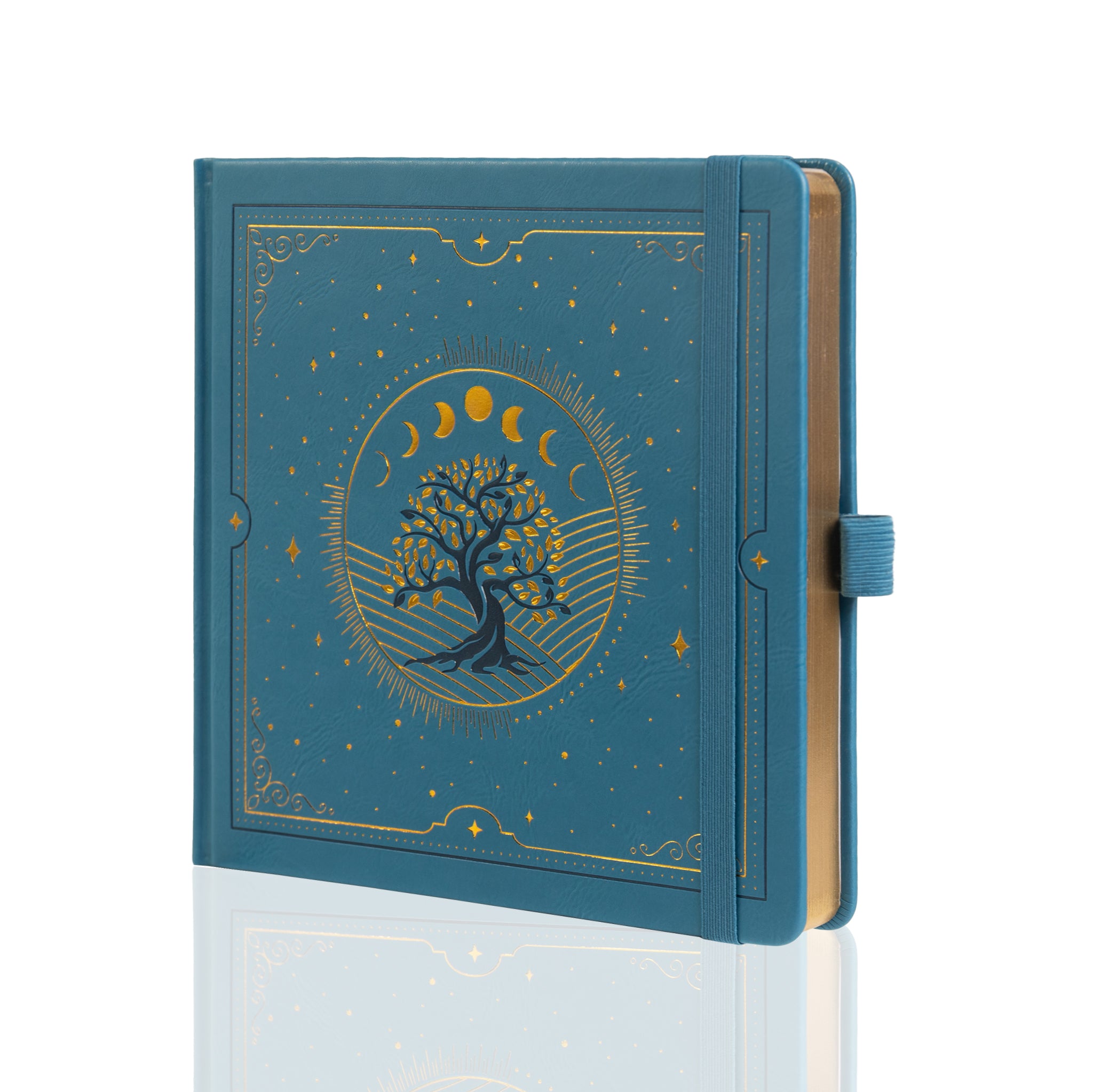 8x8 Square Tree of Life Dot Grid Notebook - Lake Blue