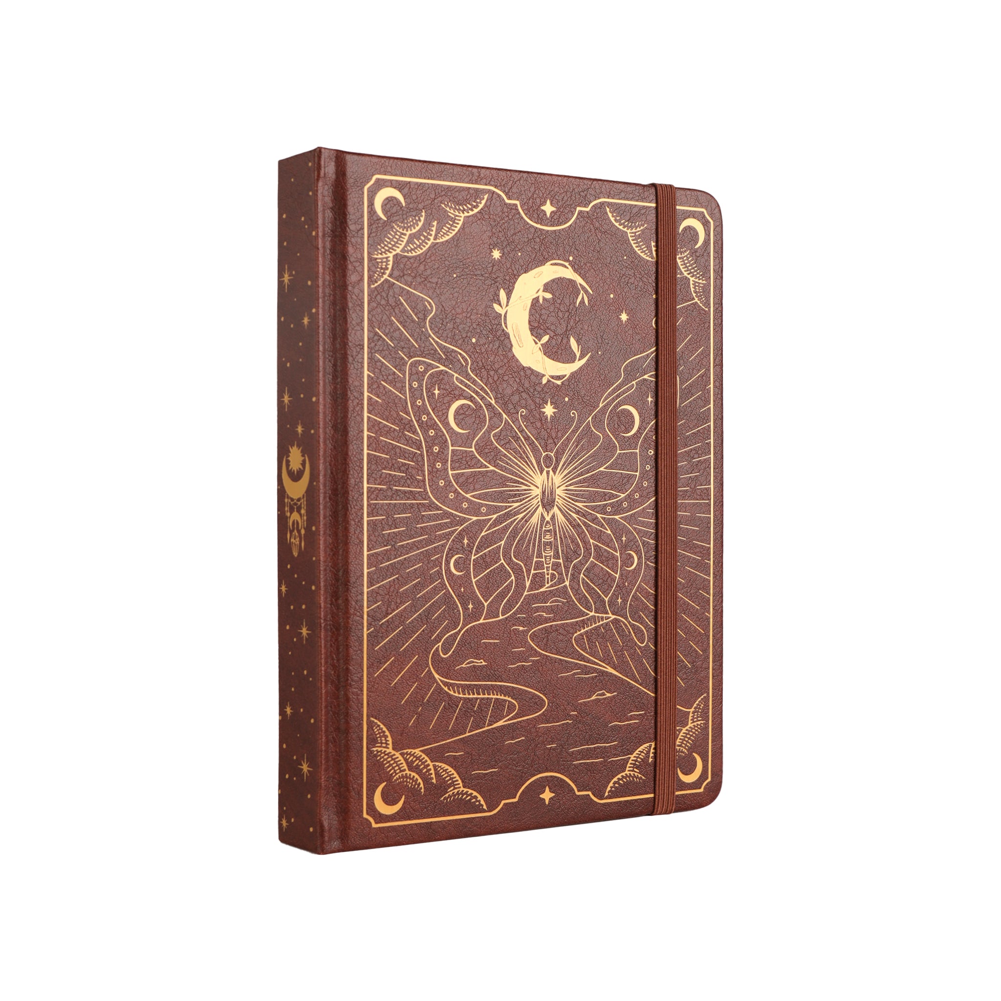 A5 Moon Butterfly Lined Notebook - Brown