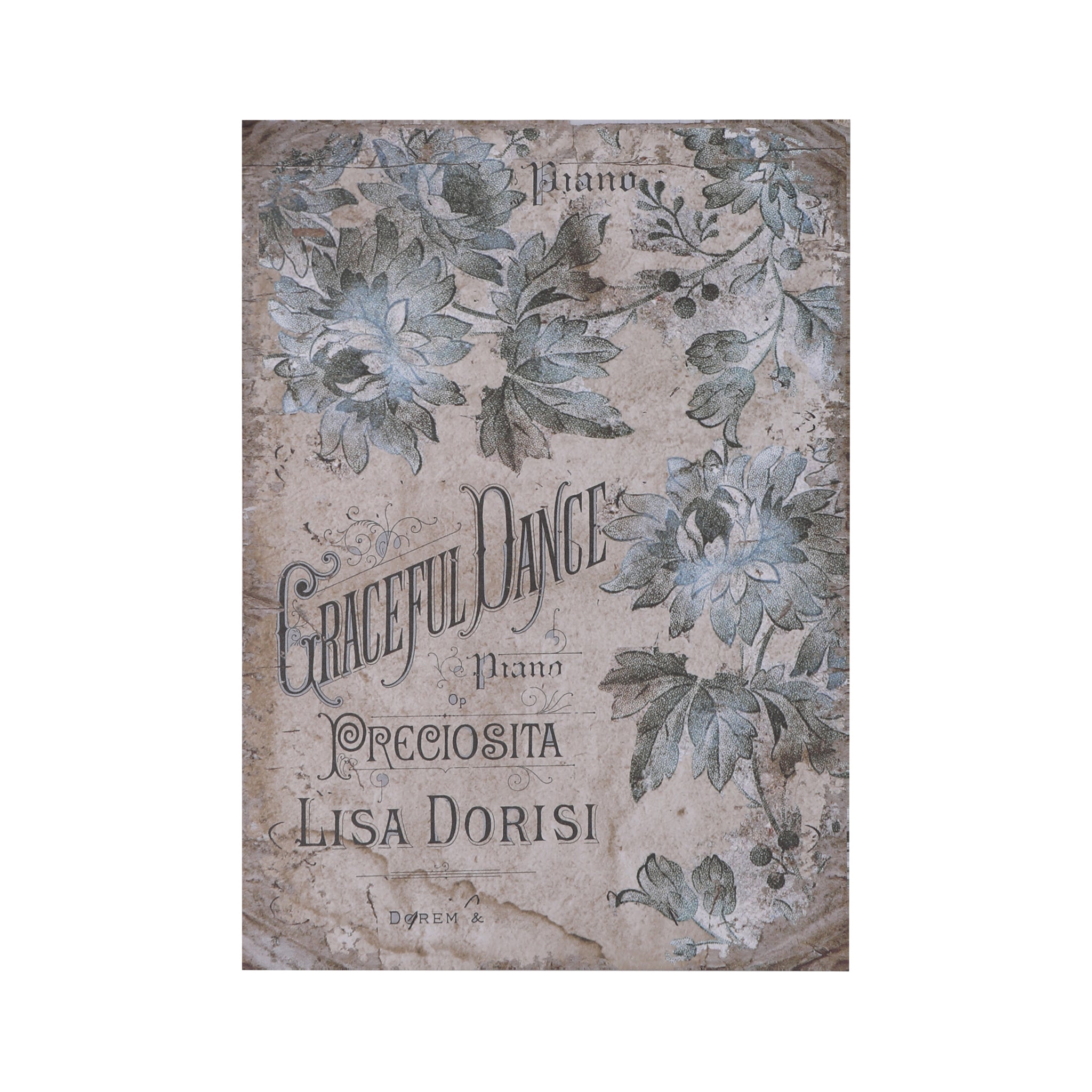 Blue Floral Scrapbook Paper - 10 Sheets