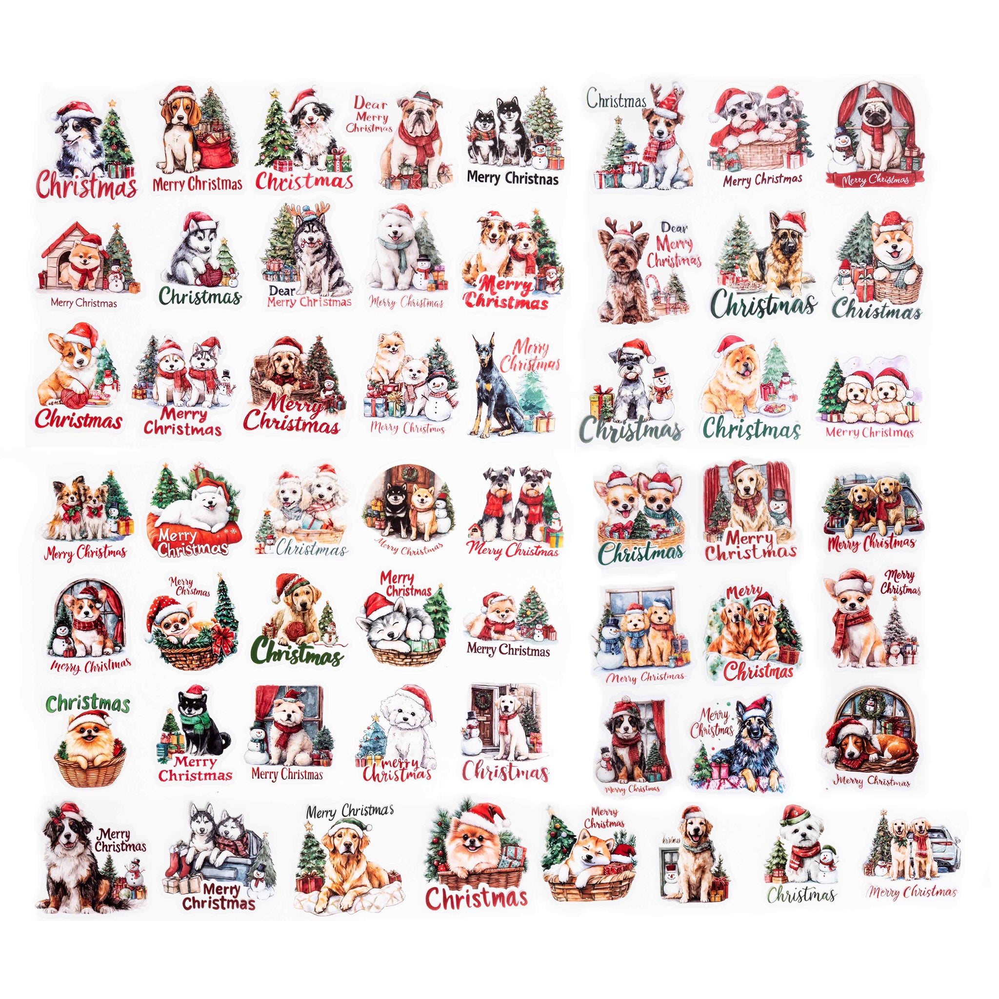 Christmas Dog PET Stickers - 56 Pcs