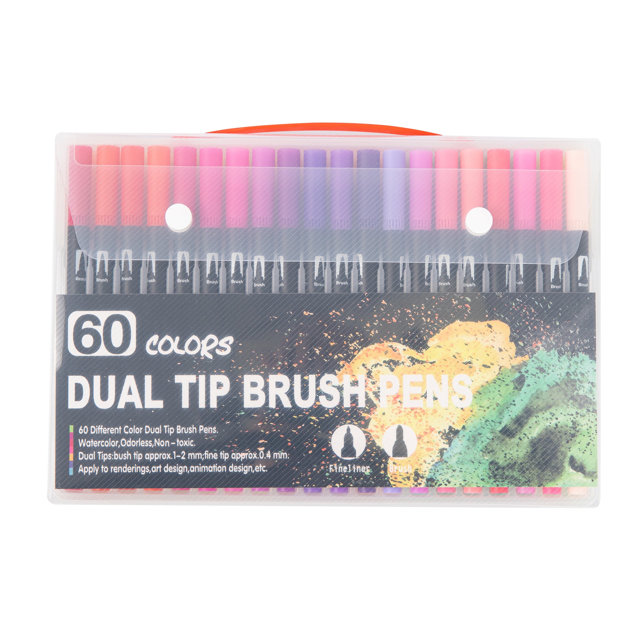Dual Tip Water-Based Brush Pen - 60 Color Set