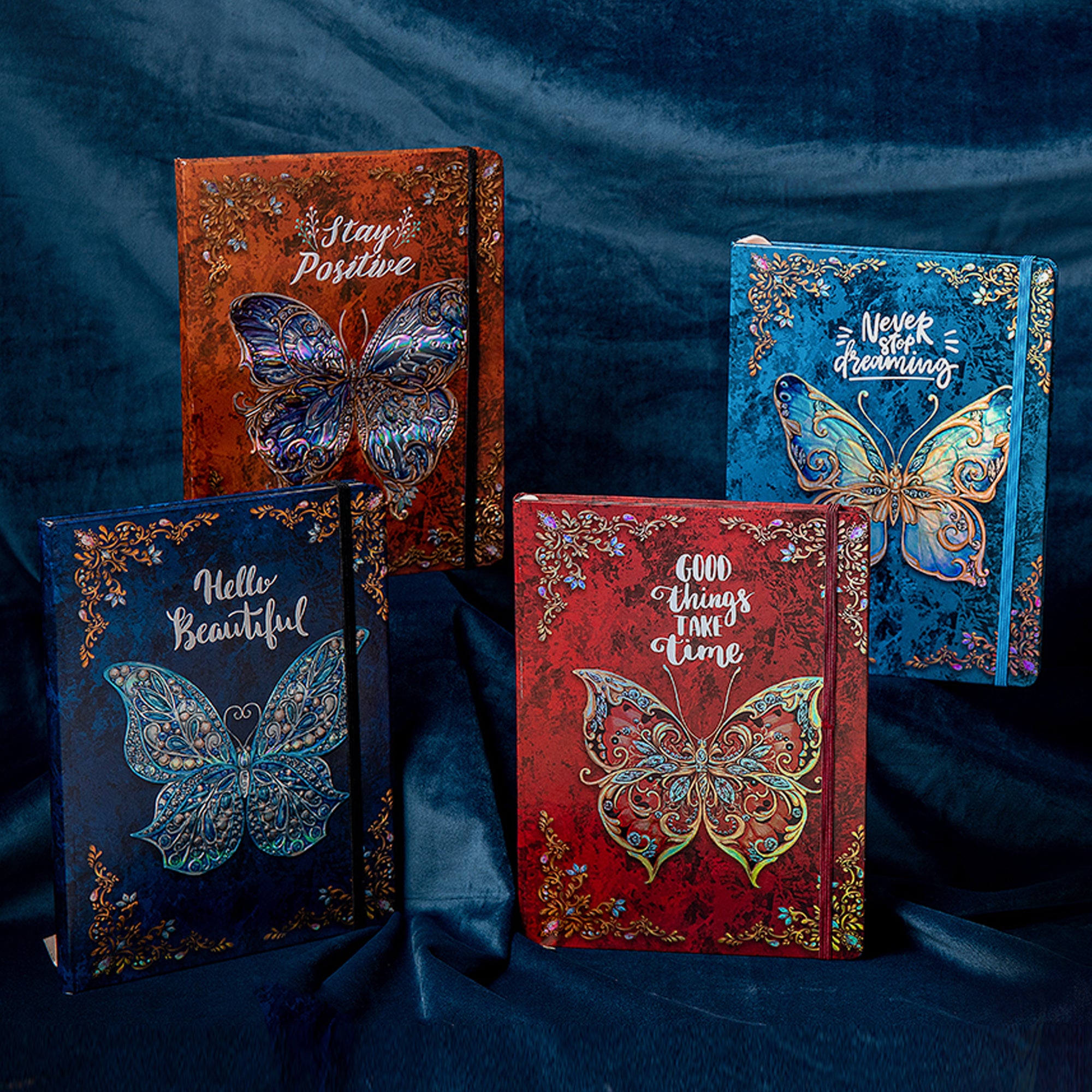 B5 Hardcover 3D Butterfly Notebook - Ruled - Blue