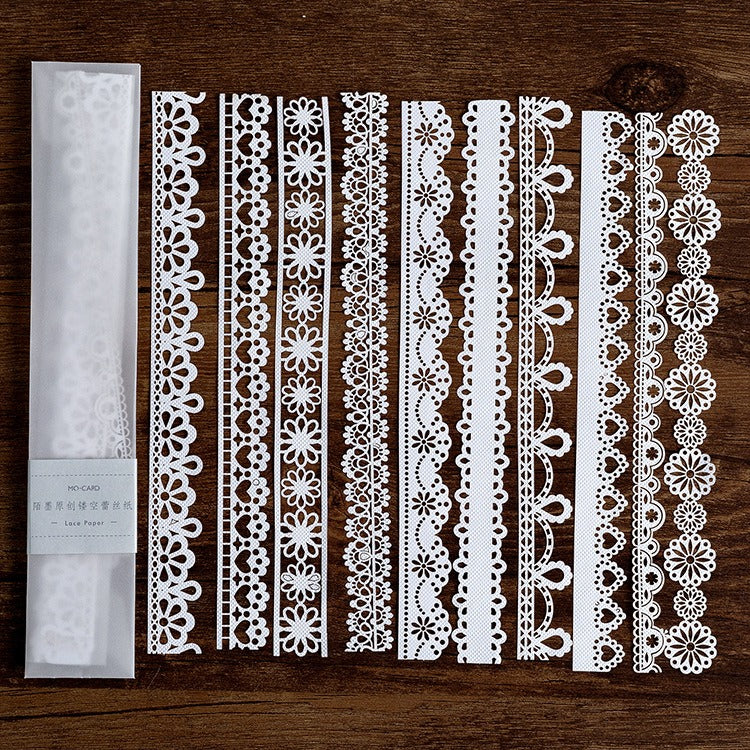 White Mist Lace Cut-out Scrapbook Paper - 10 Sheets