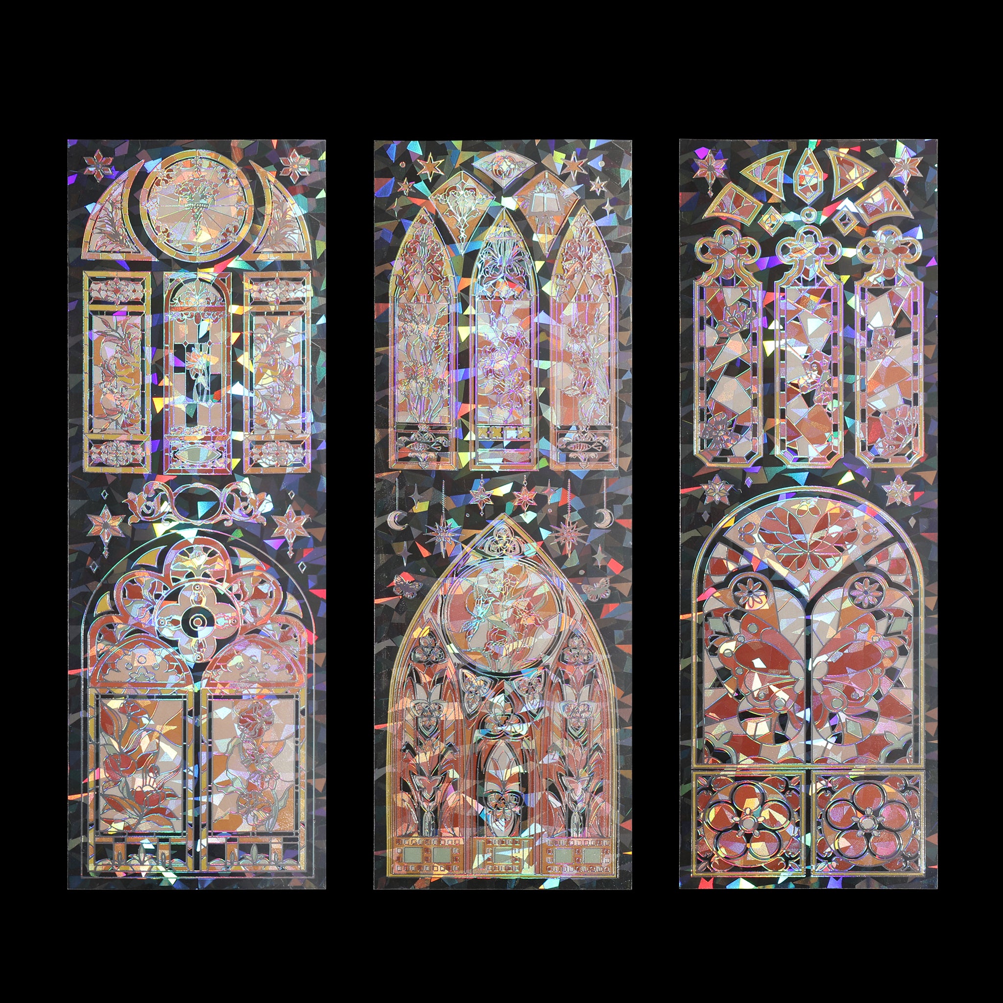 Luminous Stained Glass Window Stickers - Orange - 3 Sheets