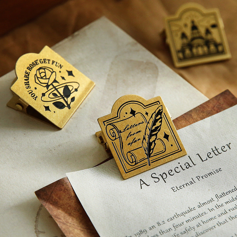 Vintage Brass Paper Clip - Letters
