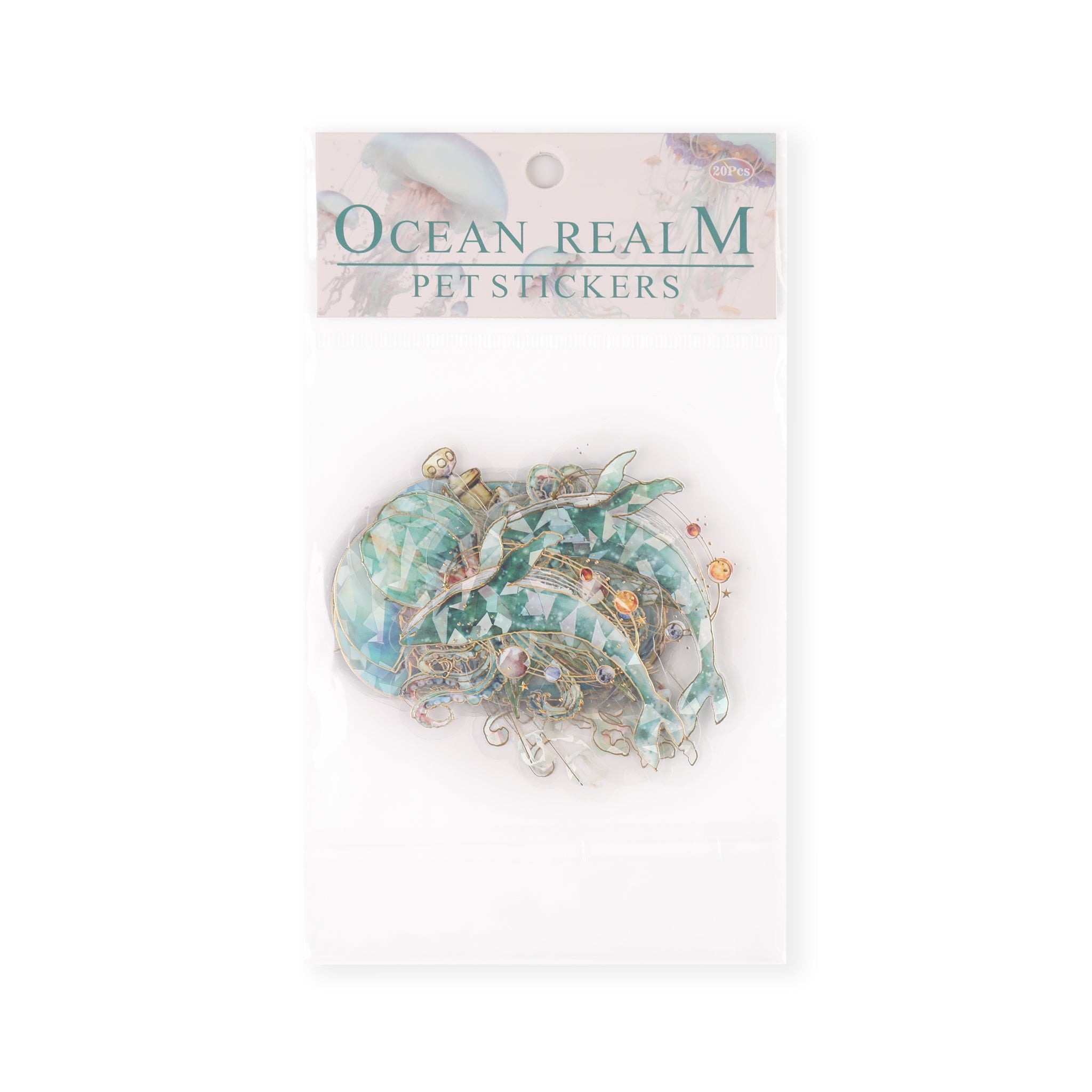 Ocean Realm Stickers - Green - 20 Pcs