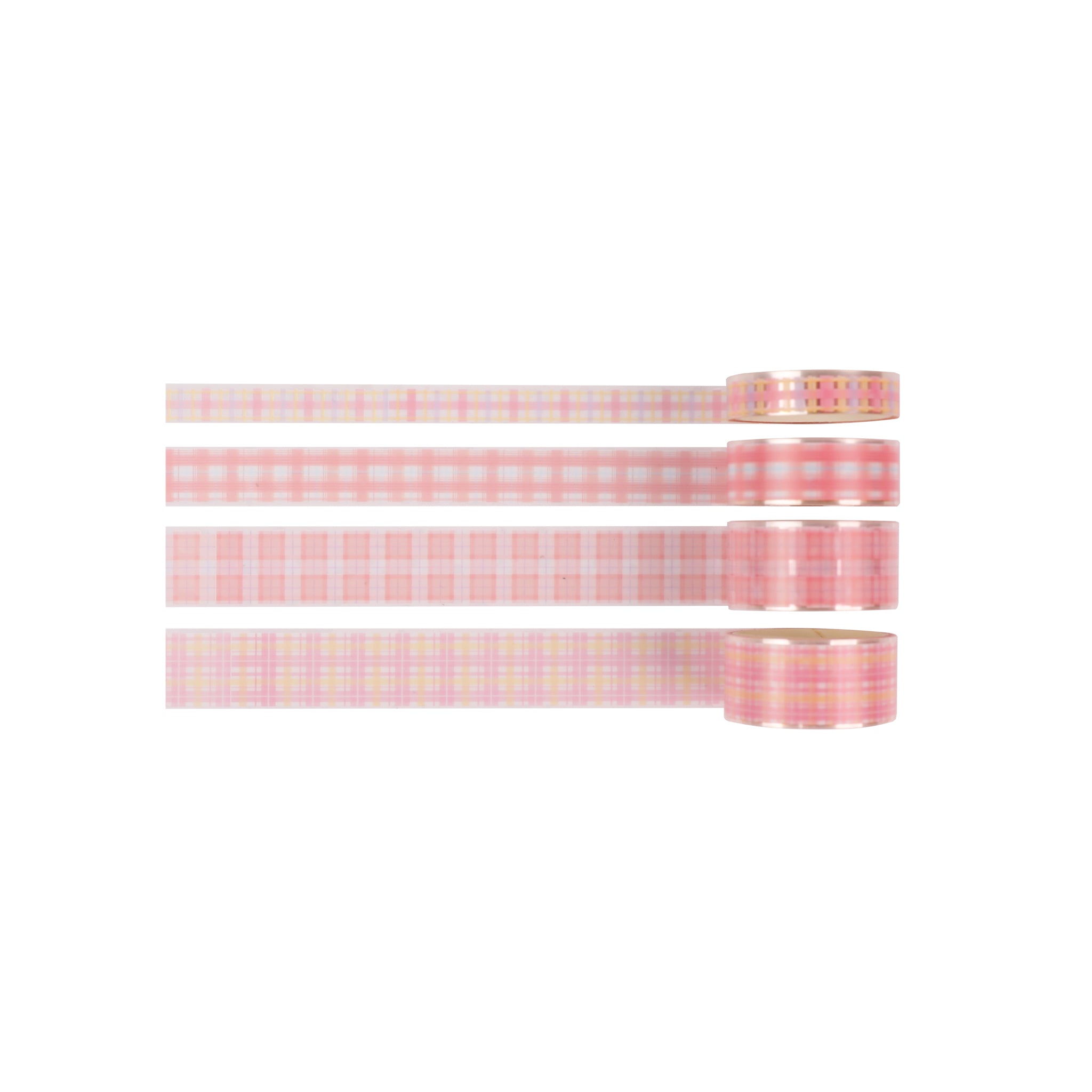 Peach Smoothie Plaid Washi & PET Tape - Set of 8