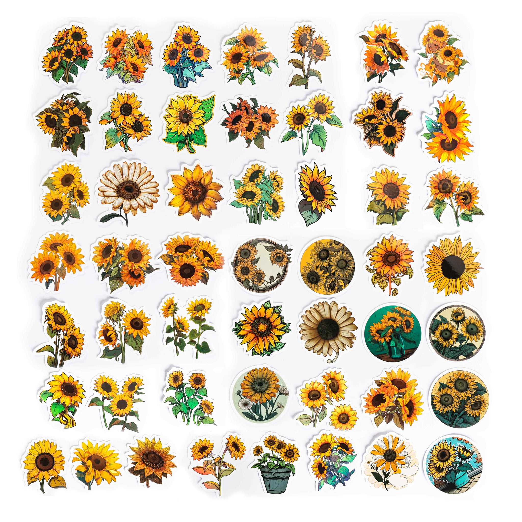 Sunflower Stickers - 50 Pcs