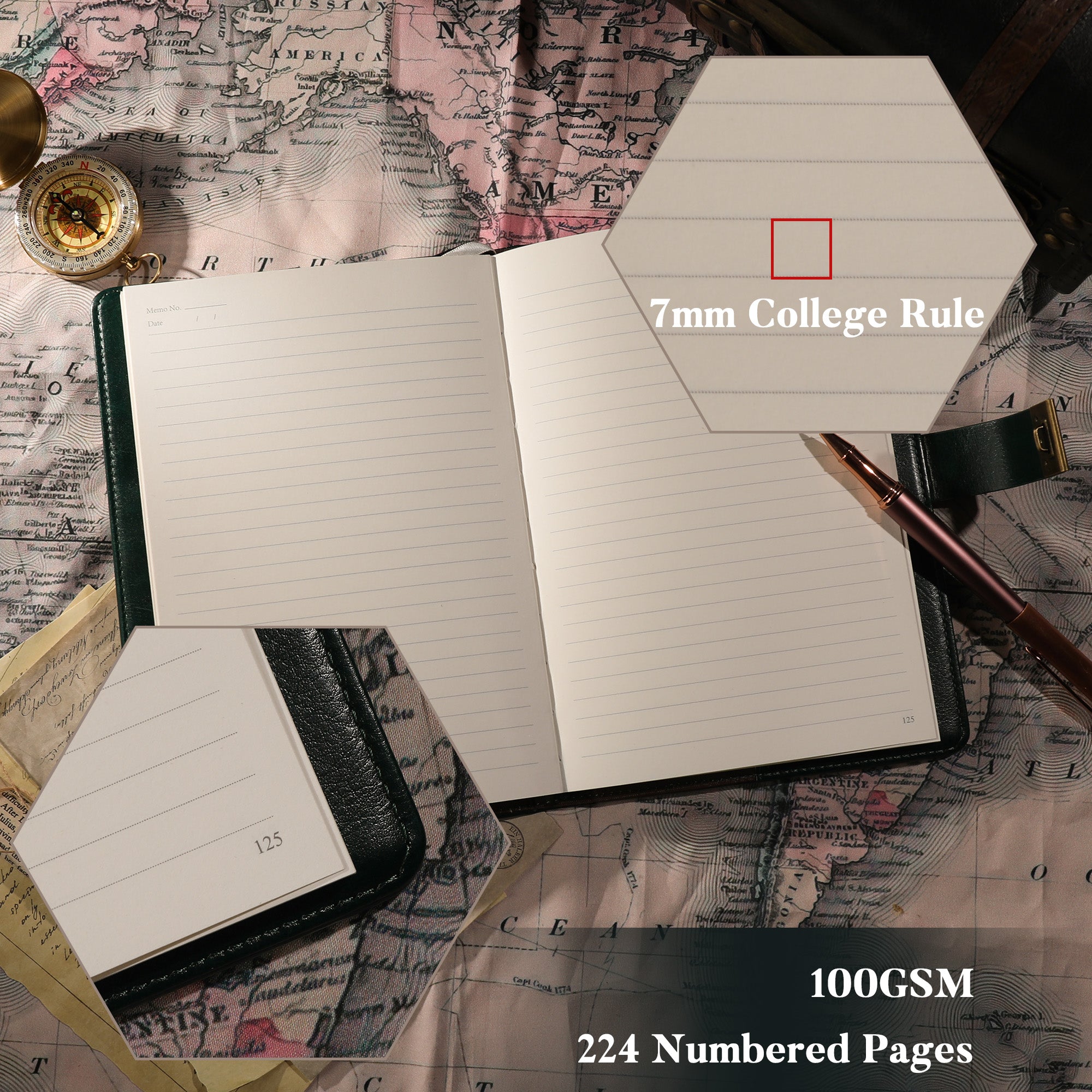 A5 Lined Tree Lock Journal - Green