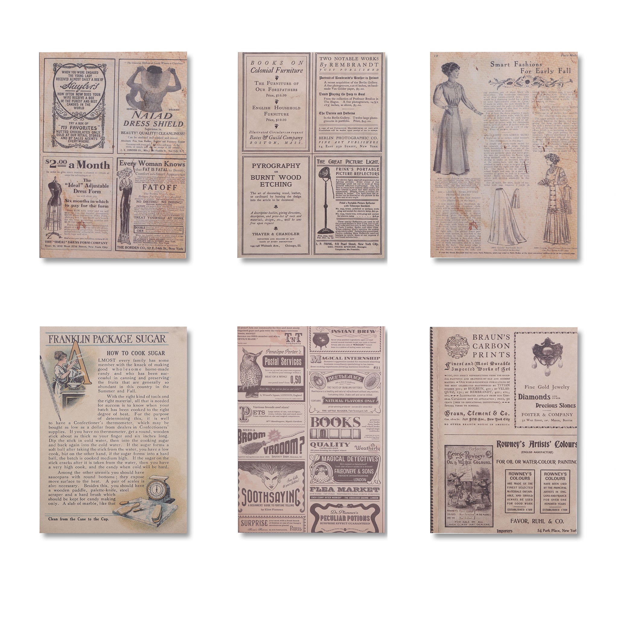 Vintage Scrapbook Paper Pad - Illustrated Poems - 30 Sheets