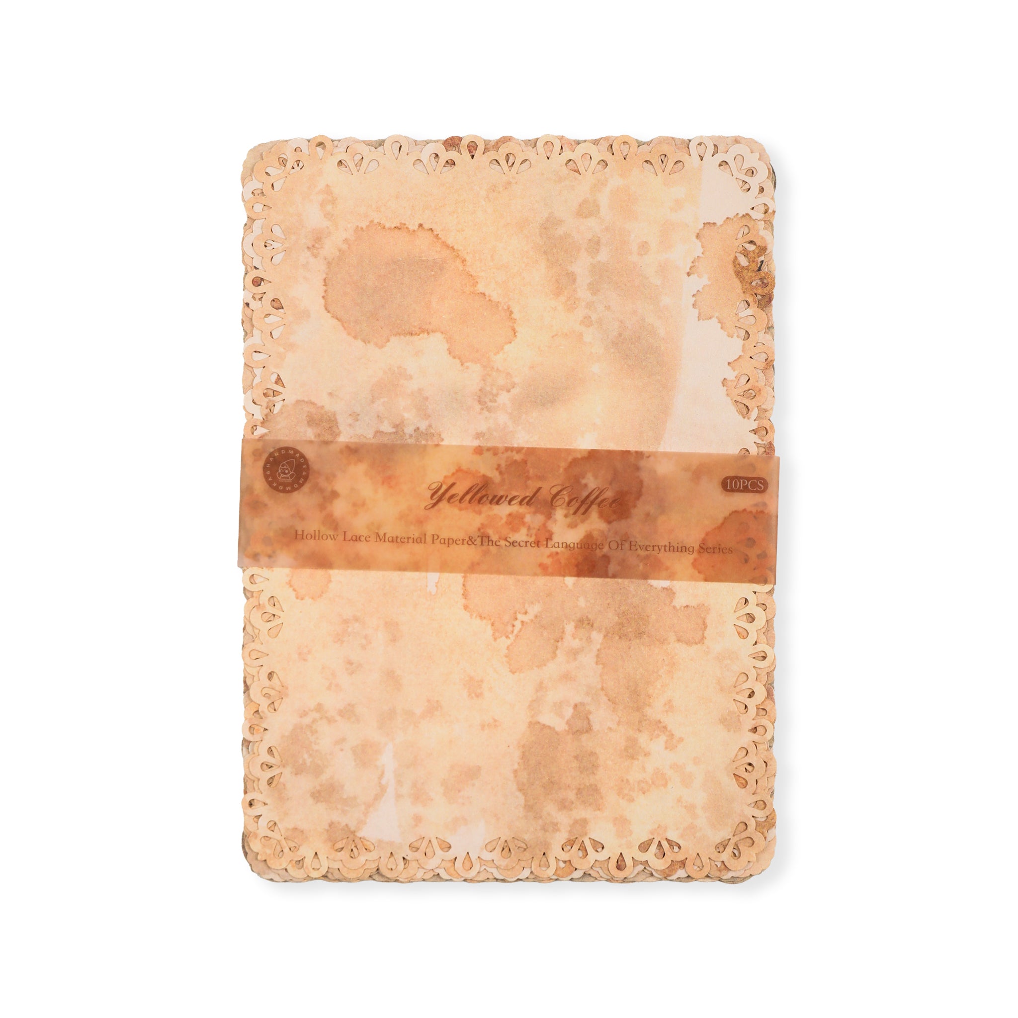 Yellowed Coffee Scrapbook Paper - 10 Sheets